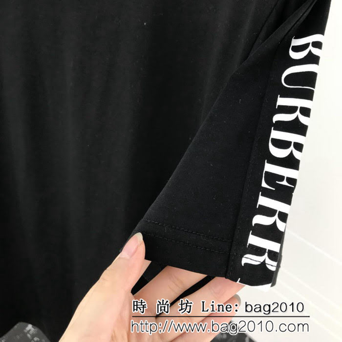 BURBERRY巴寶莉 19早春新款 螺紋領口 字母印花 雙股絲光棉 男款短袖 ydi1657
